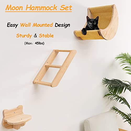 Solid Wood Cat Wall Shelves and Perches for Indoor Cats 3-Piece Set M28209