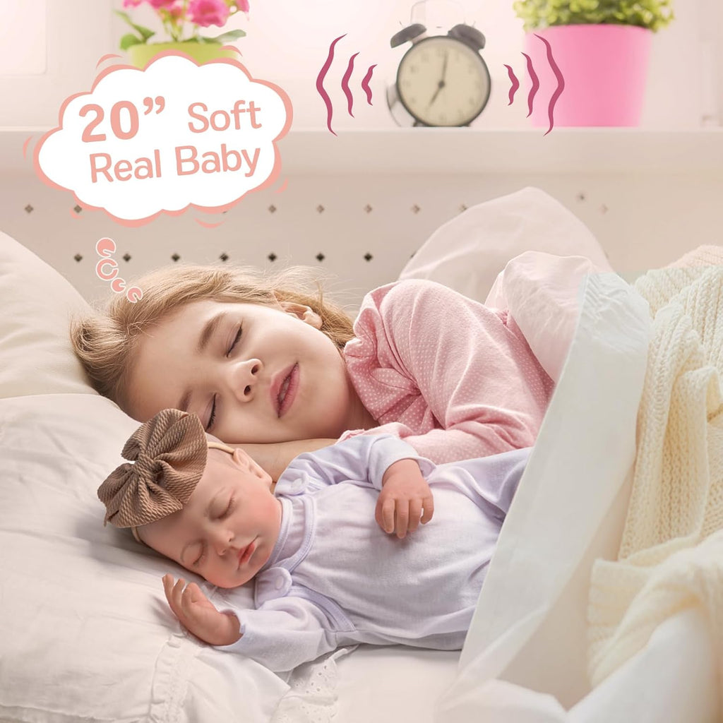 JIZHI Lifelike Reborn Baby Doll 20in Soft Body Sleeping Girl with Feeding Kit R41364