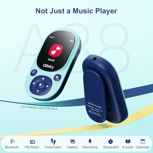 64GB Bluetooth MP3 Player with Clip, FM Radio, Micro SD Expansion L14145