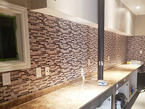 STICKGOO 10-Sheet Peel and Stick Wall Tile, Self-Adhesive Kitchen Backsplash in Sandstone C584