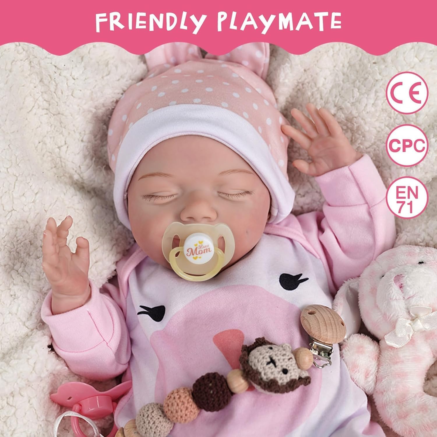 BABESIDE Realistic 20 Inch Soft Body Newborn Baby Doll with Clothes and Accessories R63664