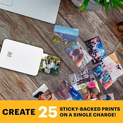 KODAK Step Slim Instant Smartphone Photo Printer - Portable Wireless Zink 2x3" Sticky-Back Photos - White Y902