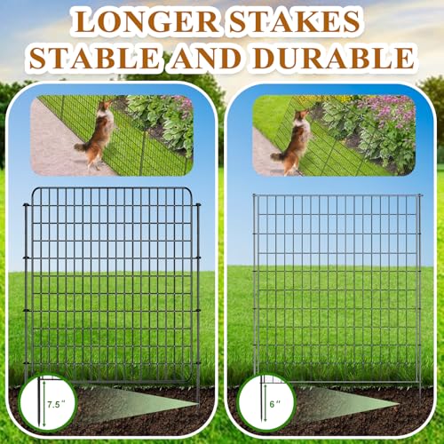 Decorative Metal Dog Fence for Yard, 36in H x 25ft L, Rustproof No Dig Y369
