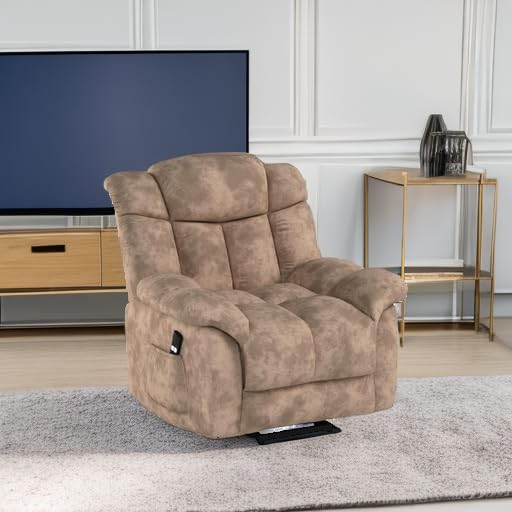 CANMOV Dual Motor Power Lift Recliner Chair for Elderly, Extra-Wide Seat, Heated Massage, Grey Fabric C219