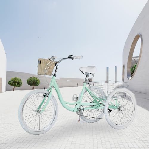Adult Tricycle 7 Speed 20/24/26 Inch 3 Wheel Bike with Basket for Seniors G7845