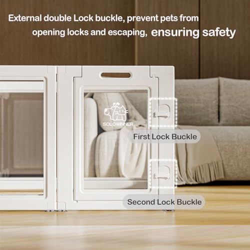 Transparent Dog Playpen with Wall Anchor, 23.6" H, 10 Panels, White N19944