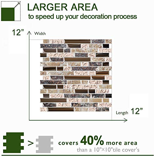 STICKGOO 10-Sheet Peel and Stick Wall Tile, Self-Adhesive Kitchen Backsplash in Sandstone C584