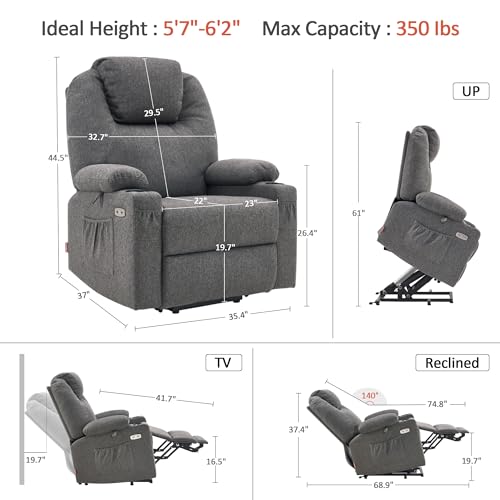 MCombo Small Power Lift Recliner Chair for Elderly with Heat and Massage, USB & Type C Ports J262