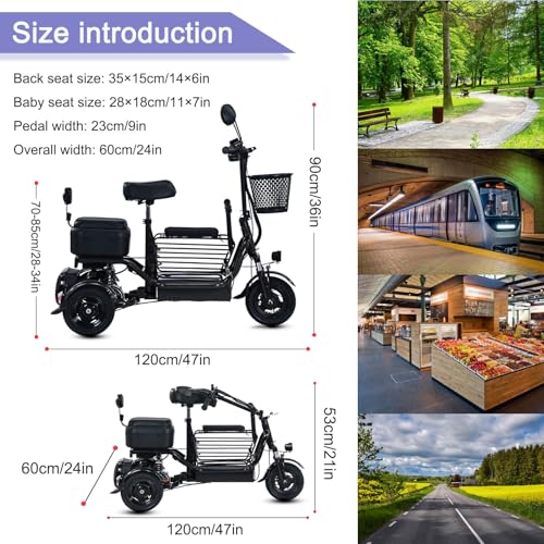 3 Wheel Folding Mobility Scooter for Seniors, 440lbs Capacity, Red S9624