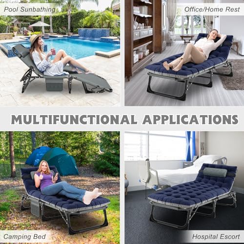 ABORON Folding Camping Cot with Mat for Adults, Heavy Duty Outdoor Bed with Carry Bag C211720