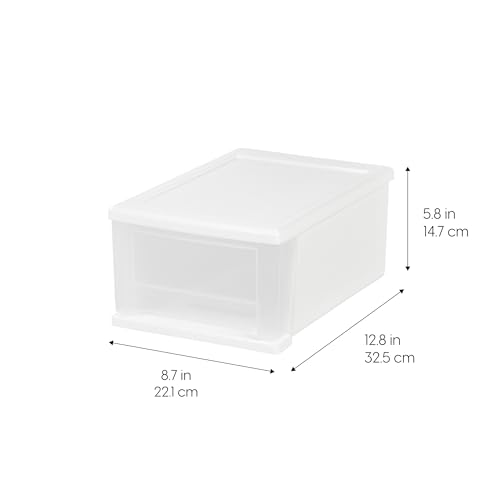 IRIS USA 17 Qt Plastic Drawer Storage Organizer, 4-Pack, White T2447