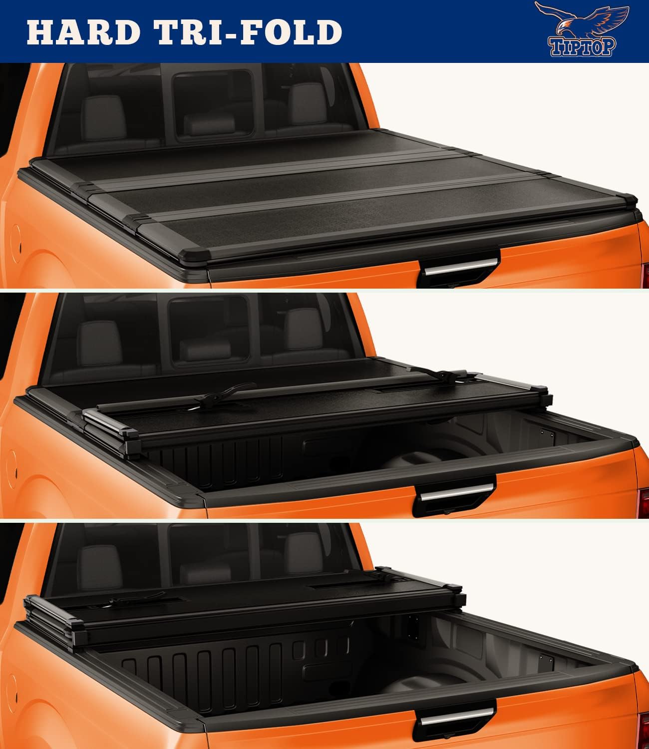 TIPTOP Tri-Fold Hard Tonneau Cover for Silverado/Sierra 1500 & HD 6.6ft Bed F7062