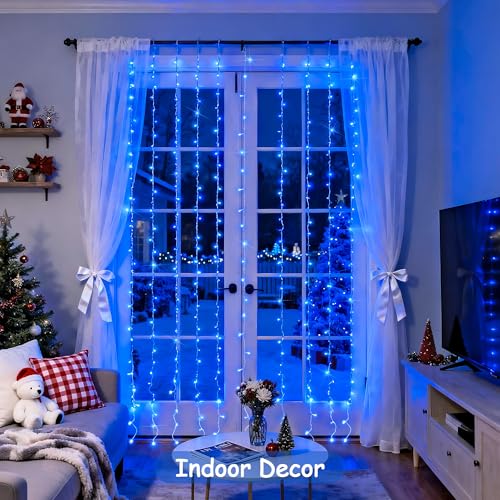 JMEXSUSS 300 LED Remote Control Christmas Curtain Lights, Warm White V64841