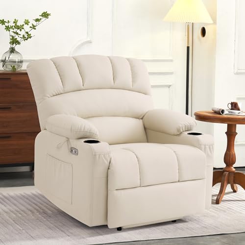 MCombo Oversized Power Lift Recliner Chair for Elderly with Heat and Massage, Faux Leather, Dark Brown N537