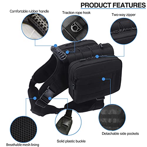 BYGD Dog Saddle Backpack Lightweight Detachable Hiking Waterproof for Large Dogs T13845