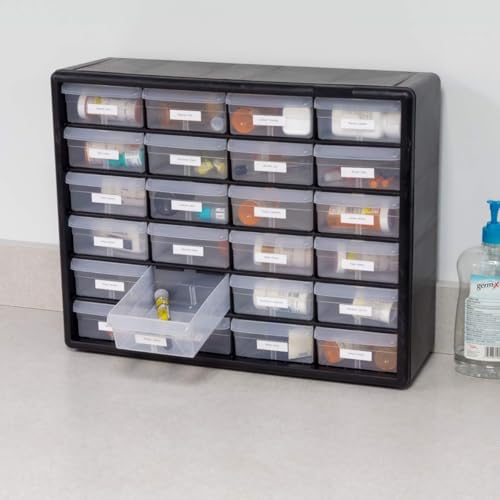 Akro-Mils 24-Drawer Plastic Storage Cabinet, Black I624065