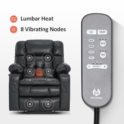 MCombo Dual Motor Power Lift Recliner Chair for Elderly with Heat and Massage, Black E570141