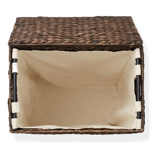 Casafield Large Laundry Hamper with Lid and Removable Liner Bag, Natural Woven Water Hyacinth N198