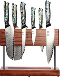 Professional Kitchen Knife Set 7 Pieces - Japan VG10 Super Steel 67 Layer Damascus Steel Shell Resin Handle Kitchen Knife Set with Sapele Magnetic Knife Holder