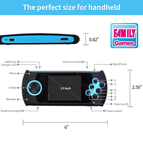 16 Bit Handheld Game Console for Kids with 230 HD Classic Retro Games K20118