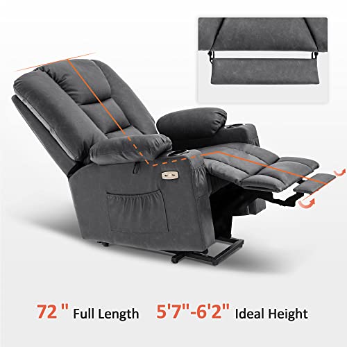 MCombo Small Power Lift Recliner Chair with Massage and Heat, Faux Leather, Dark Brown E441