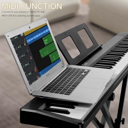 Ktaxon Weighted Keyboard Piano 88 Keys Digital Piano with Stand, Bag, Pedal, Headphones and MIDI Bluetooth M8426