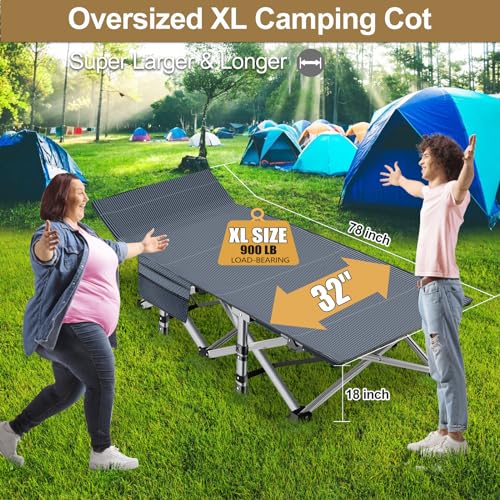 DoCred Folding Camping Cot with Mattress, 2 Pack, Heavy Duty for Adults, Portable with Carry Bag C814529