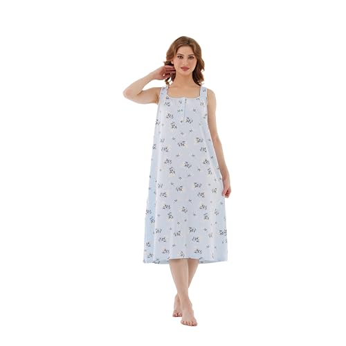 Keyocean Women's 100% Cotton Sleeveless Nightgown P621