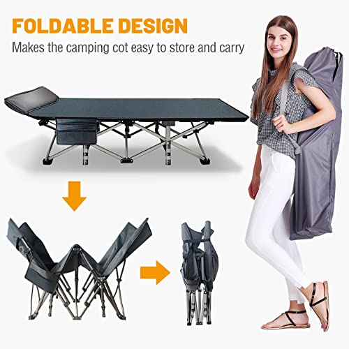 DoCred Folding Camping Cot with Mattress, 2 Pack, Heavy Duty for Adults, Portable with Carry Bag C814529