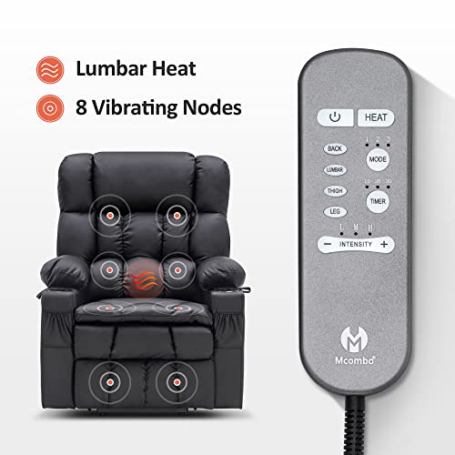 MCombo Dual Motor Power Lift Recliner Chair for Elderly with Heat and Massage, Black E570141