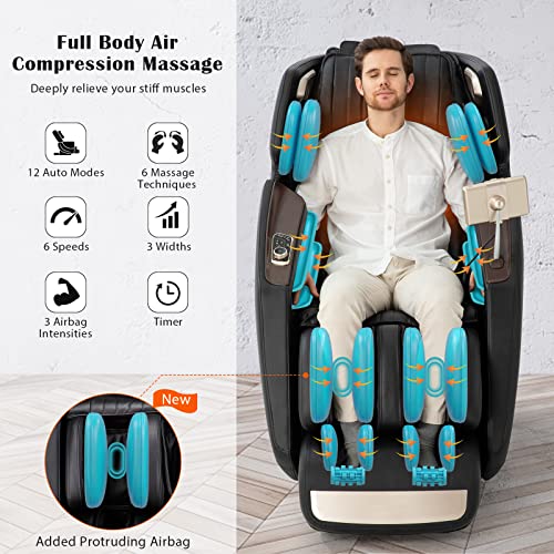 Giantex 3D Full Body Massage Chair, Zero-Gravity Recliner with Touch Screen, SL Track, Black + Brown U7449