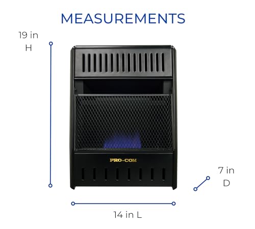 ProCom ML100TBAHR Ventless Propane Gas Blue Flame Space Heater with Thermostat, 10000 BTU, Wall Mount, Black J474983