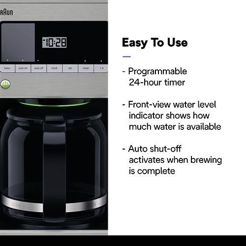 Braun BrewSense 12-Cup Drip Coffee Maker, Stainless Steel X2812