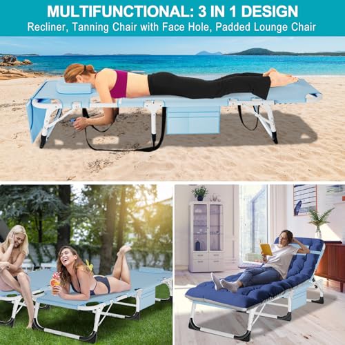 ABORON Folding Camping Cot with Mat for Adults, Heavy Duty Outdoor Bed with Carry Bag C211720