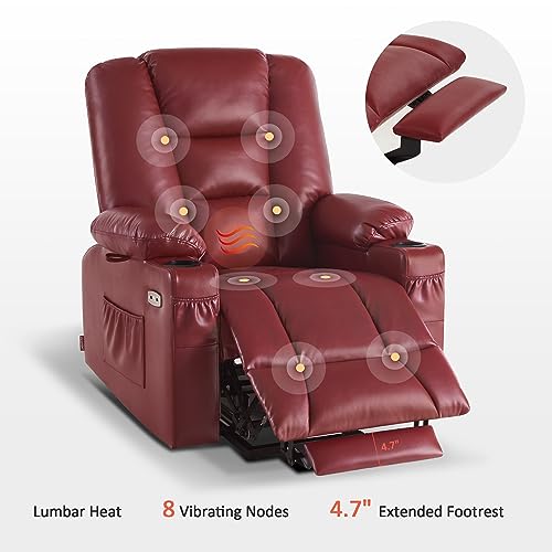 MCombo Small Power Lift Recliner Chair with Massage and Heat, Faux Leather, Dark Brown E441