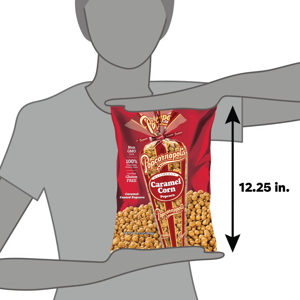 Popcornopolis Gourmet Caramel Corn Snack Bags 9.5 Oz U362782