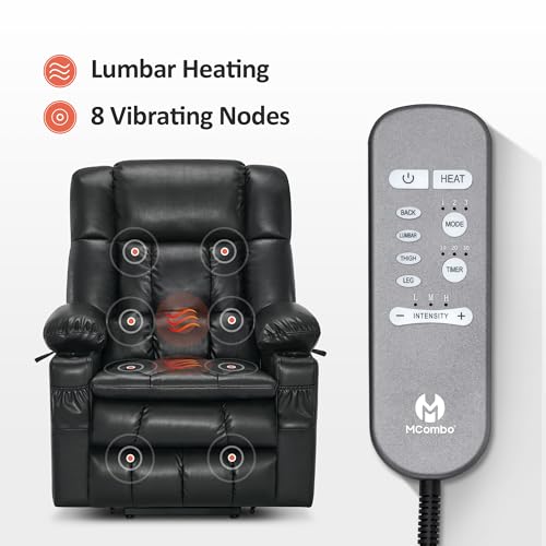 MCombo Dual Motor Power Lift Recliner Chair for Elderly with Heat and Massage, Black E570141