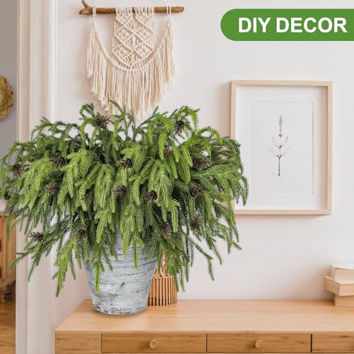 Artgar 12 Pcs Artificial Green Pine Branches 18 Inch Christmas Greenery V150008