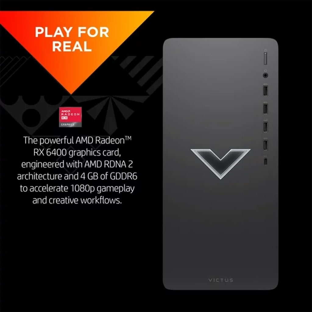 HP Victus Gaming Tower Desktop, AMD Ryzen 5 5600G, RX 6400, 16GB RAM, 512GB SSD, Windows 11 Home E9611