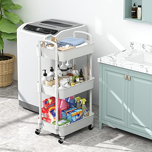 Sywhitta 3-Tier Plastic Rolling Utility Cart with Handle, Black F220270