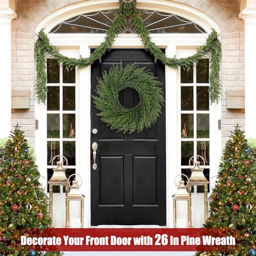Artgar 26 Inch Pine Wreath for Front Door Christmas Decor T2410
