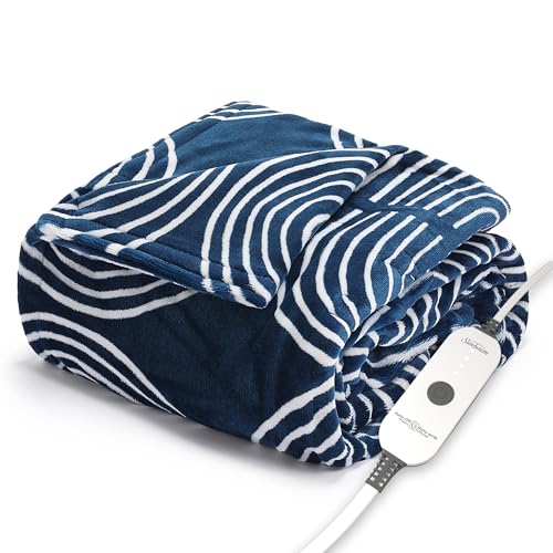Sunbeam Royal Posh Dove Grey Heated Personal Throw / Blanket, Cozy-Warm, Adjustable Heat Settings, 11918