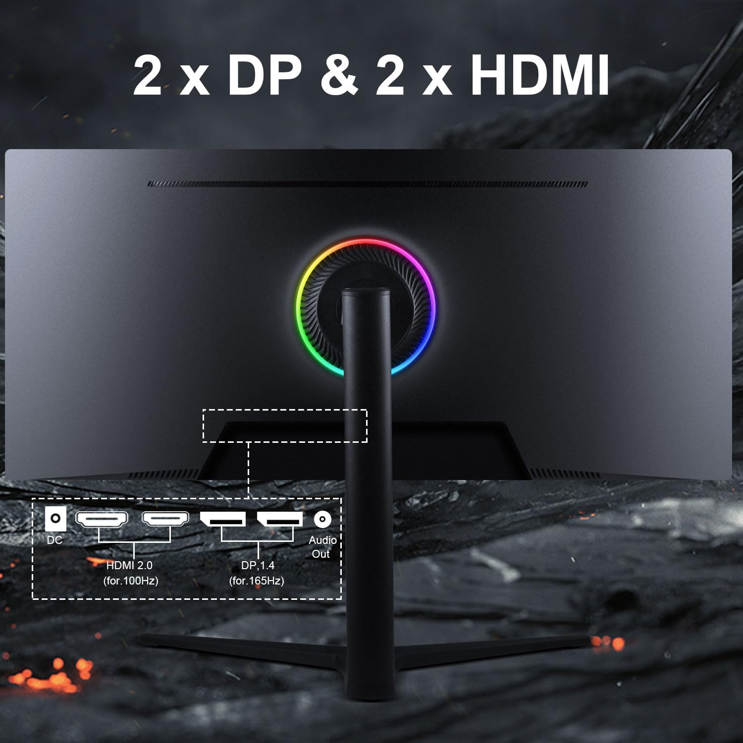 34" Curved WQHD 3440×1440 Gaming Monitor 165Hz 1ms HDR 10 Q254