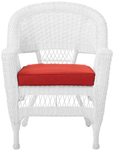 Jeco Wicker Chair with Red Cushion, Set of 2, Espresso D528