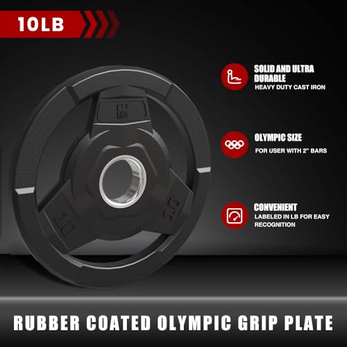 Rubber Coated Olympic Weight Plate 2-Inch for Barbell Strength Training D573330