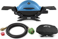 Weber Q 1200 Liquid Propane Grill (Blue) Bundle with Adapter Hose and Cover (3 Items)
