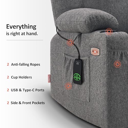 MCombo Small Power Lift Recliner Chair for Elderly with Heat and Massage, USB & Type C Ports J262