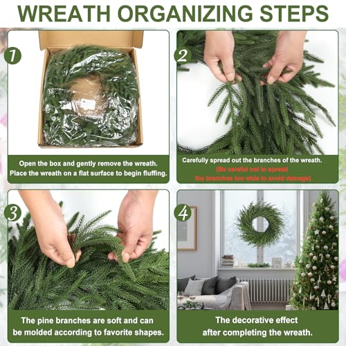 Artgar 26 Inch Pine Wreath for Front Door Christmas Decor T2410