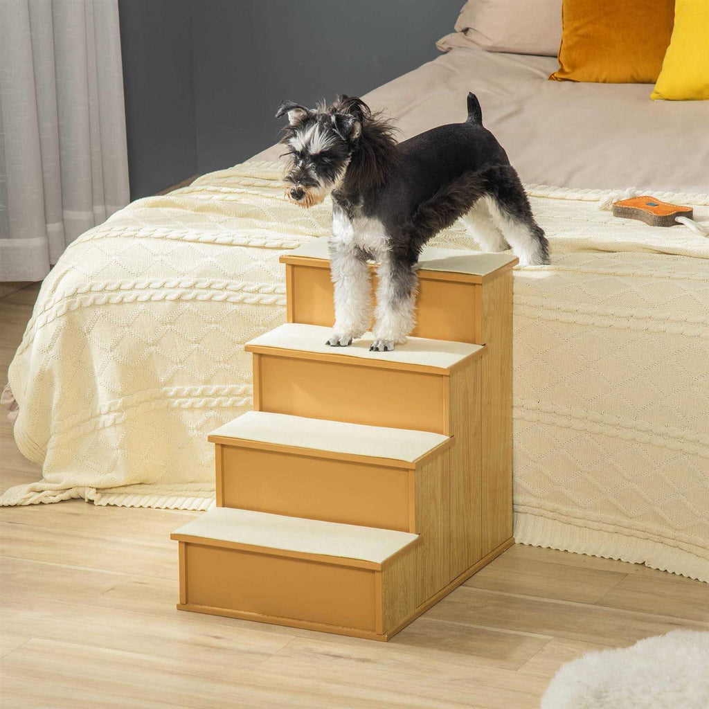 PawHut Pet Stairs, Small Pet Steps with Cushioned Removable Covering for Dogs and Cats Up to 22 Lbs X834
