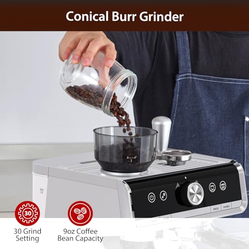 Espresso Machine with Grinder, 20 Bar, Milk Frother D6043